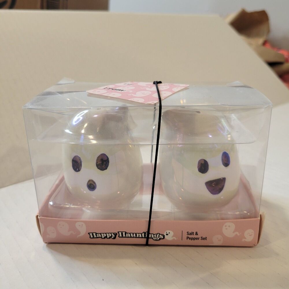 Halloween Ceramic Ghosts Salt & Pepper Shakers by Happy Haunting